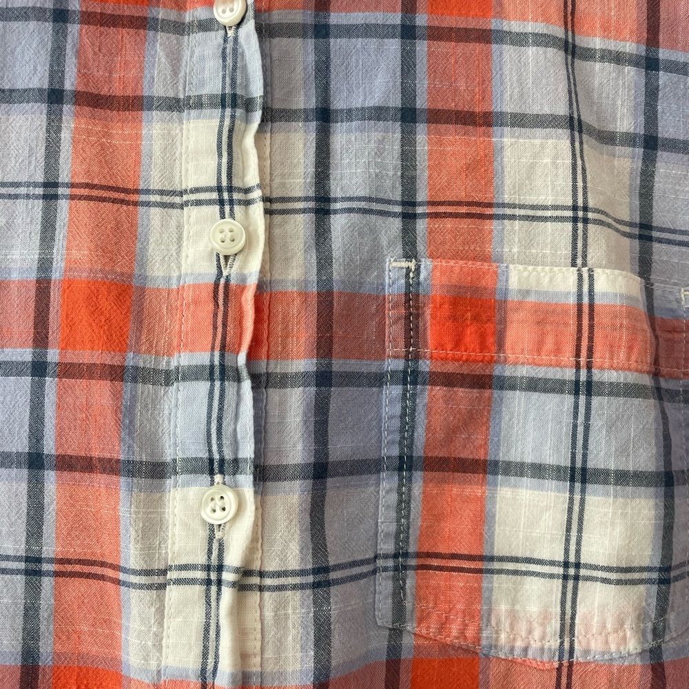 J. Crew Men's Orange and Blue Plaid Shirt - Picture 5 of 9